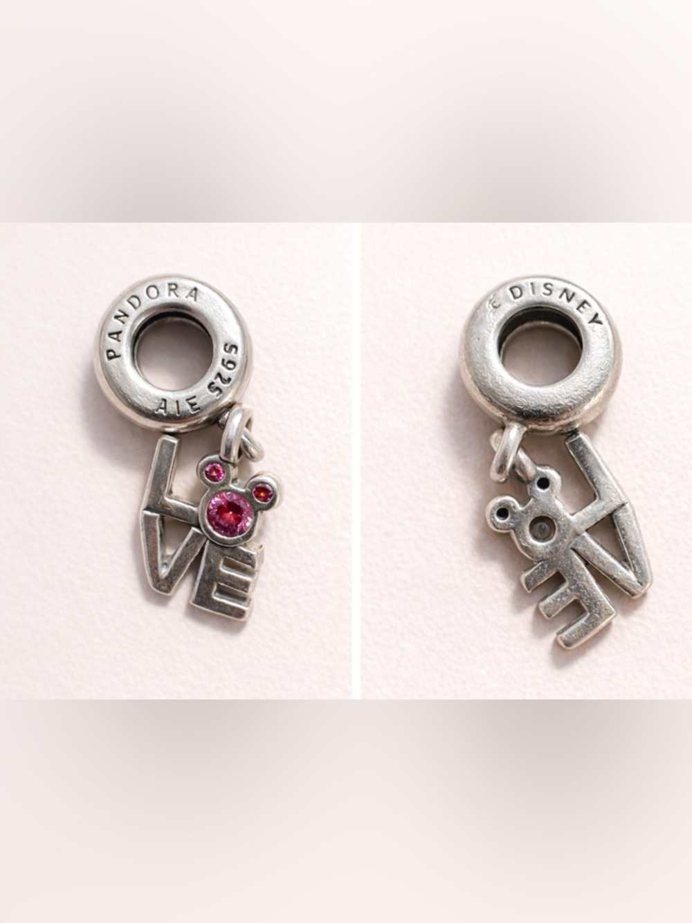 Authentic Pandora Disney Mickey Mouse LOVE sterling silver dangle charm RETIRED